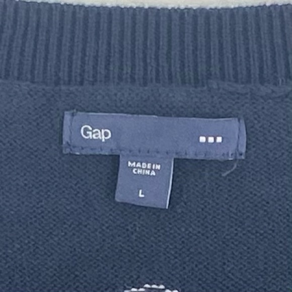 GAP Factory Women’s Navy 100% Cotton V-Neck Sweater, White Polka Dots, Size L - Picture 5 of 12